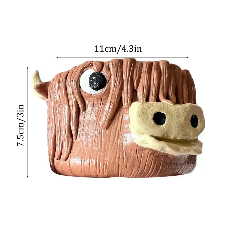Yarn Knitting Bowl Highland Cow Knitting Yarn Storage Bowl Highland Cow Shaped Crochet Bowls for Needle Thread Zpaxo