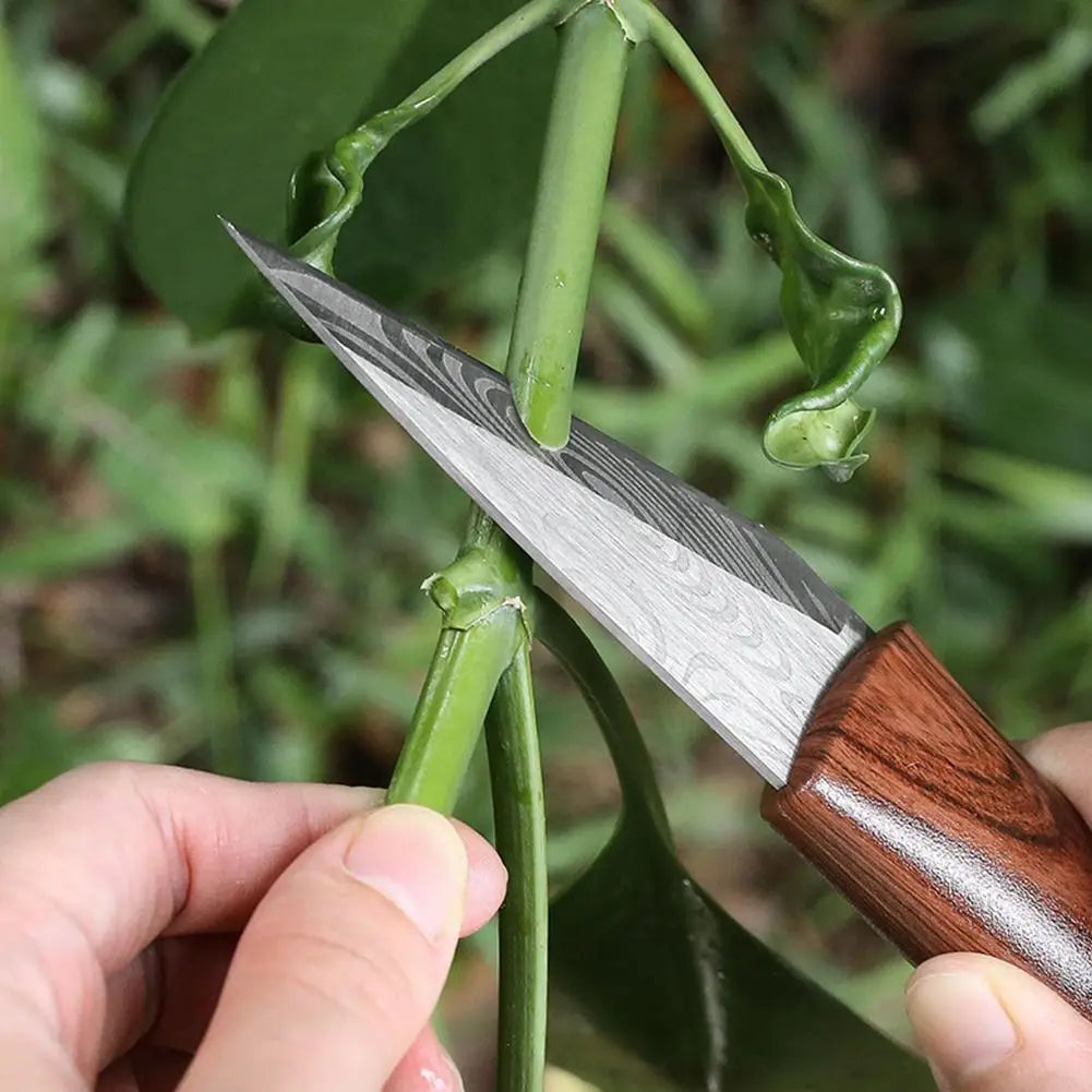 Grafting Knife with Wood Grain Handle & Leather Sheath Grafting Knife Zpaxo 1PC