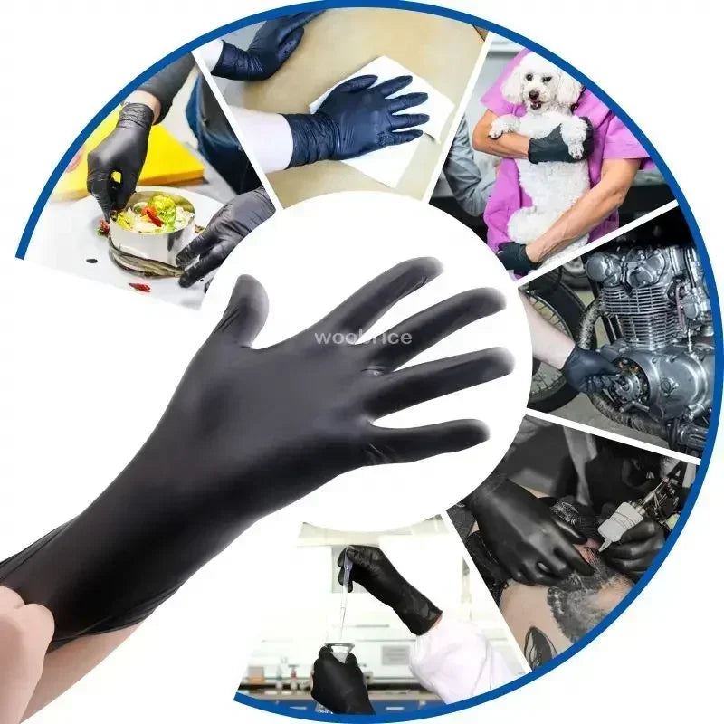 50/100/200pcs Disposable Black Nitrile Gloves, Kitchen, Tattoo, Hair Dye Gloves, Food Processing, Household Small Tools Zpaxo