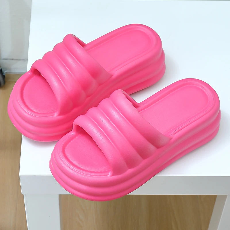 Chunky Platform Slippers Women Summer Comfort Soft Sole Beach Shoes
