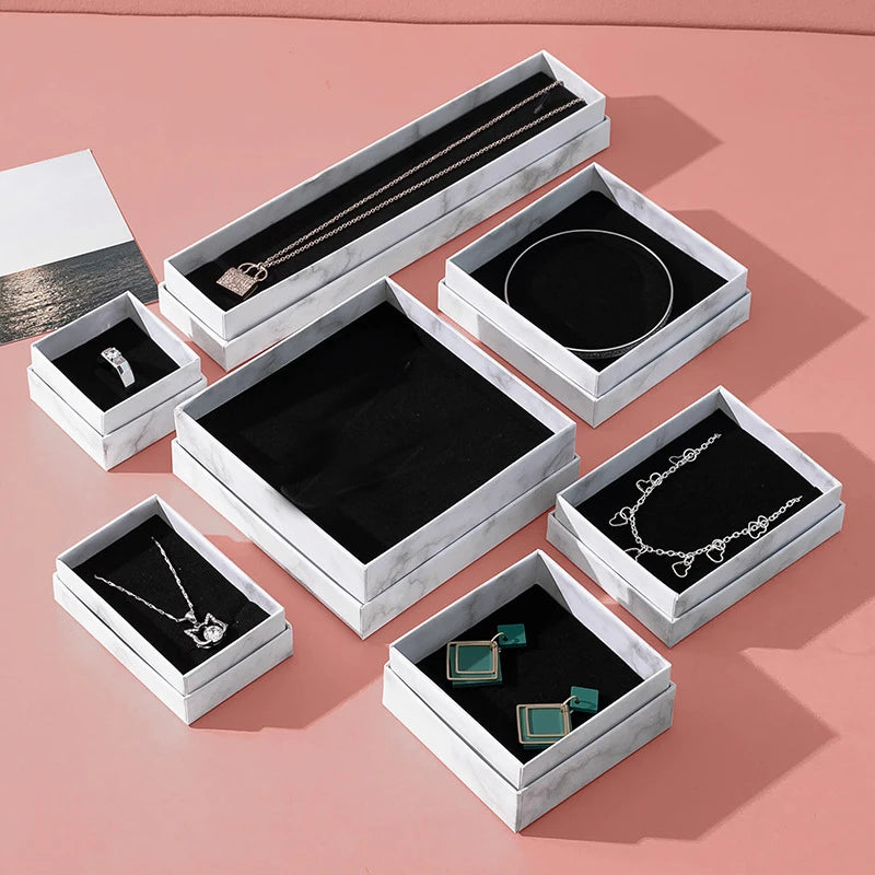 Marble Jewelry Gift Box – Ring, Necklace & Earring Packaging