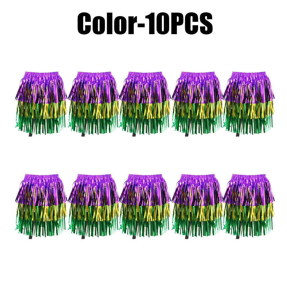 Thick Purple Gold Green Rain Curtain Dance Skirt Fringe Performance