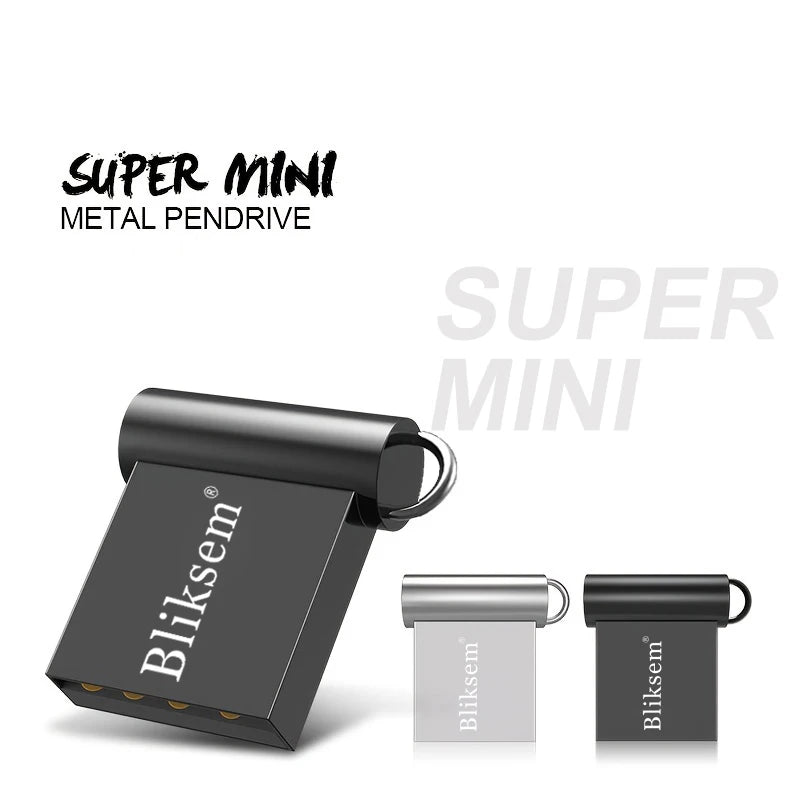 High-Speed Mini Pen Drive 128GB 64GB 32GB 16GB 8GB USB 2.0 Metal Flash Drive Portable Waterproof U Disk for Data Transmission Zpaxo