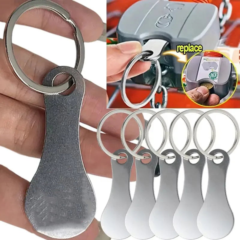 Metal Shopping Cart Tokens – Trolley Coin Keychain 1–6 Pack