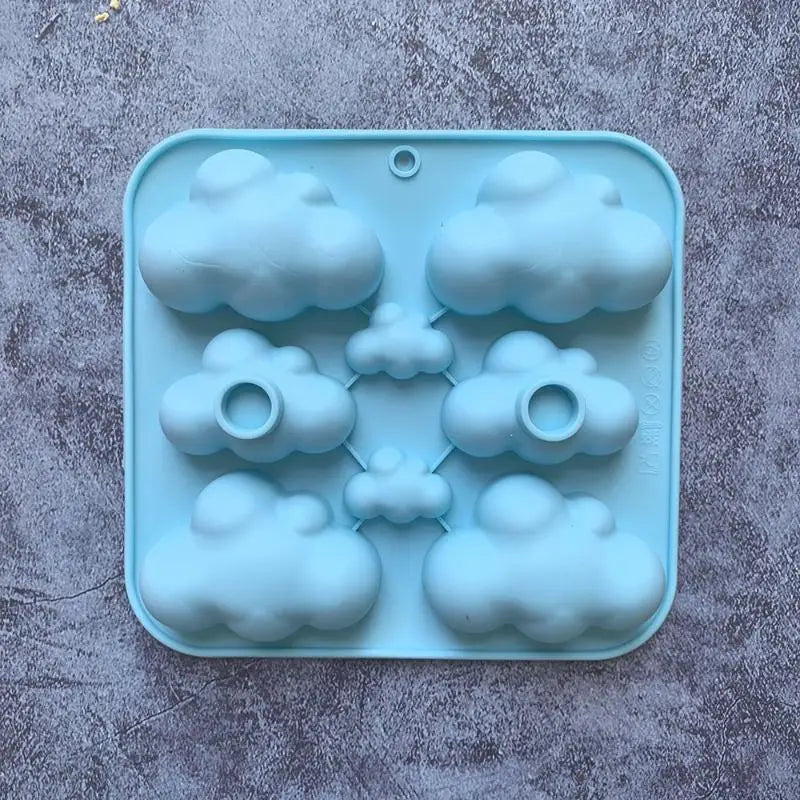8-Cavity Cloud Shaped Silicone Candy Mould Chocolate Pudding Dessert Cake Baking Mould Kitchen Tool Candle Soap Making Zpaxo Blue