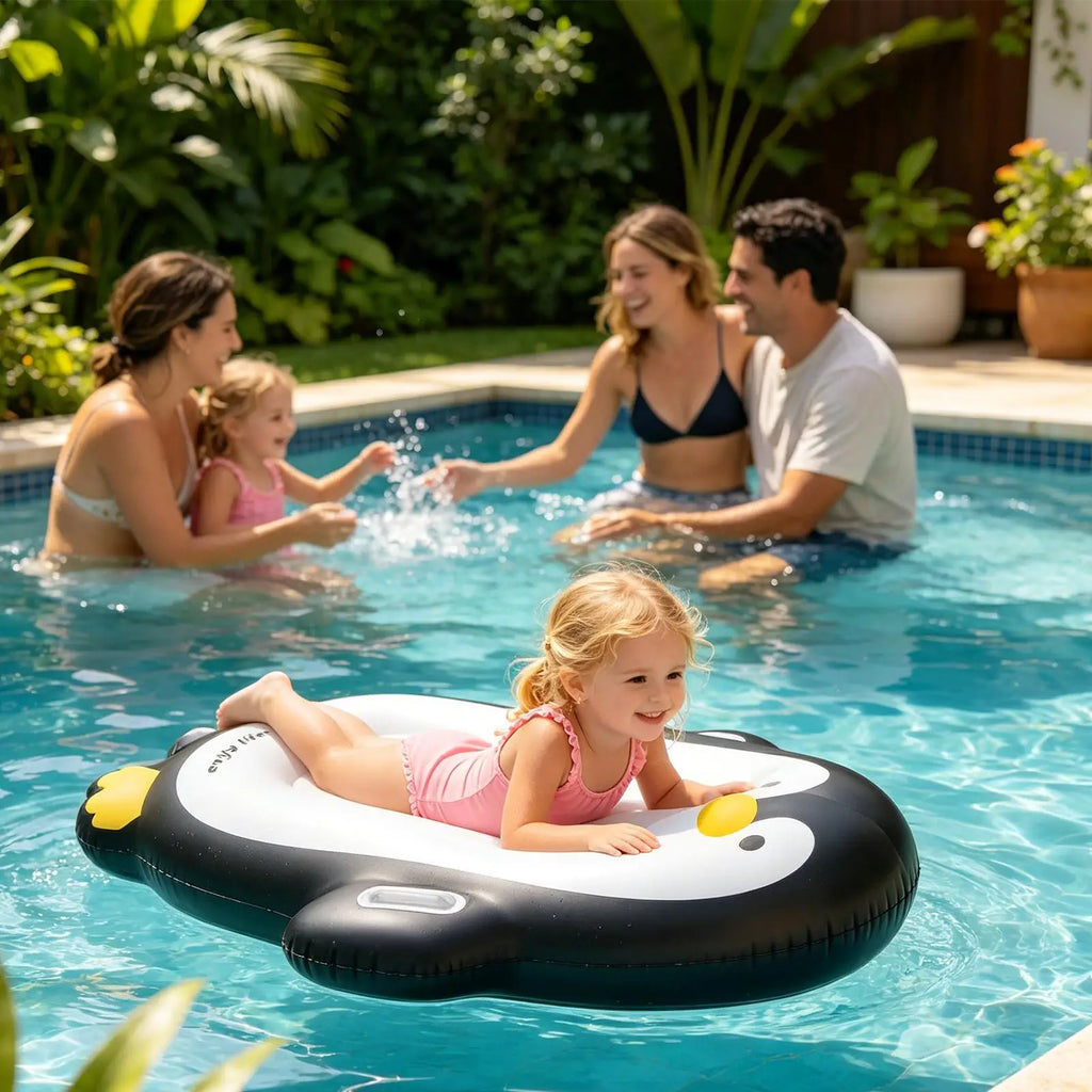 Inflatable Bodyboard Kids Penguin Handle Water Slides Portable