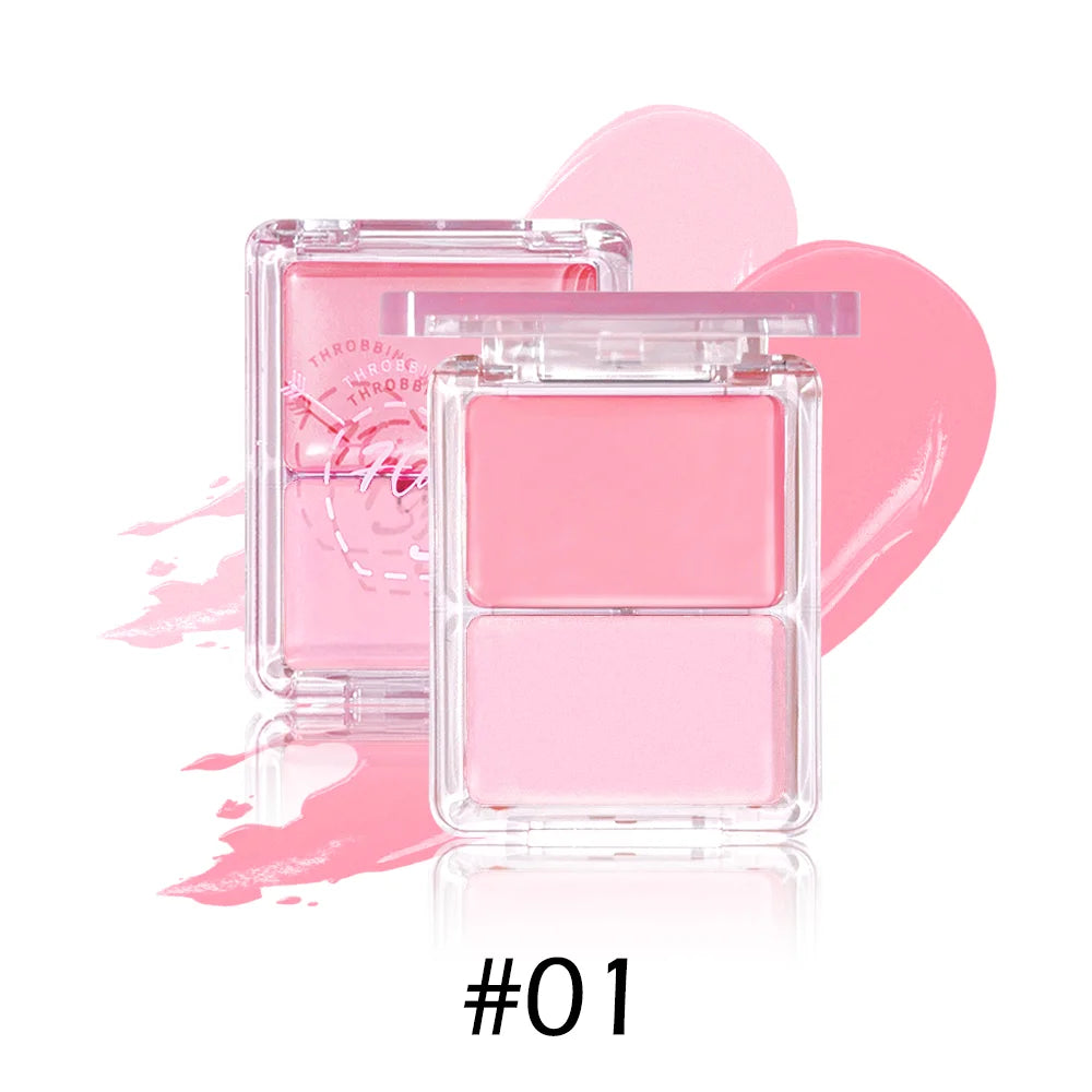 Dual Cream Blush Highlighter Buildable Pigment Dewy Cheek Face Glow Zpaxo 1932-01