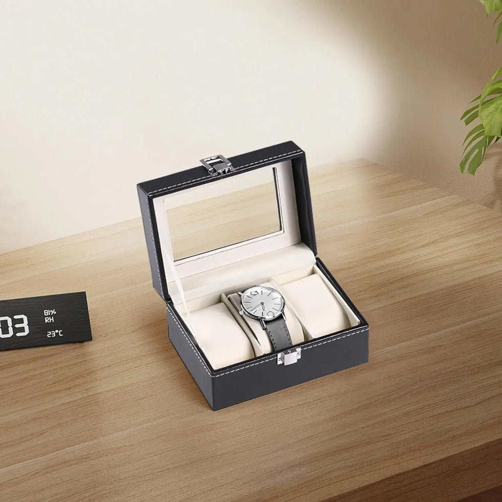 Watch Box Organizer Men 3-Slot Storage Case Transparent Acrylic