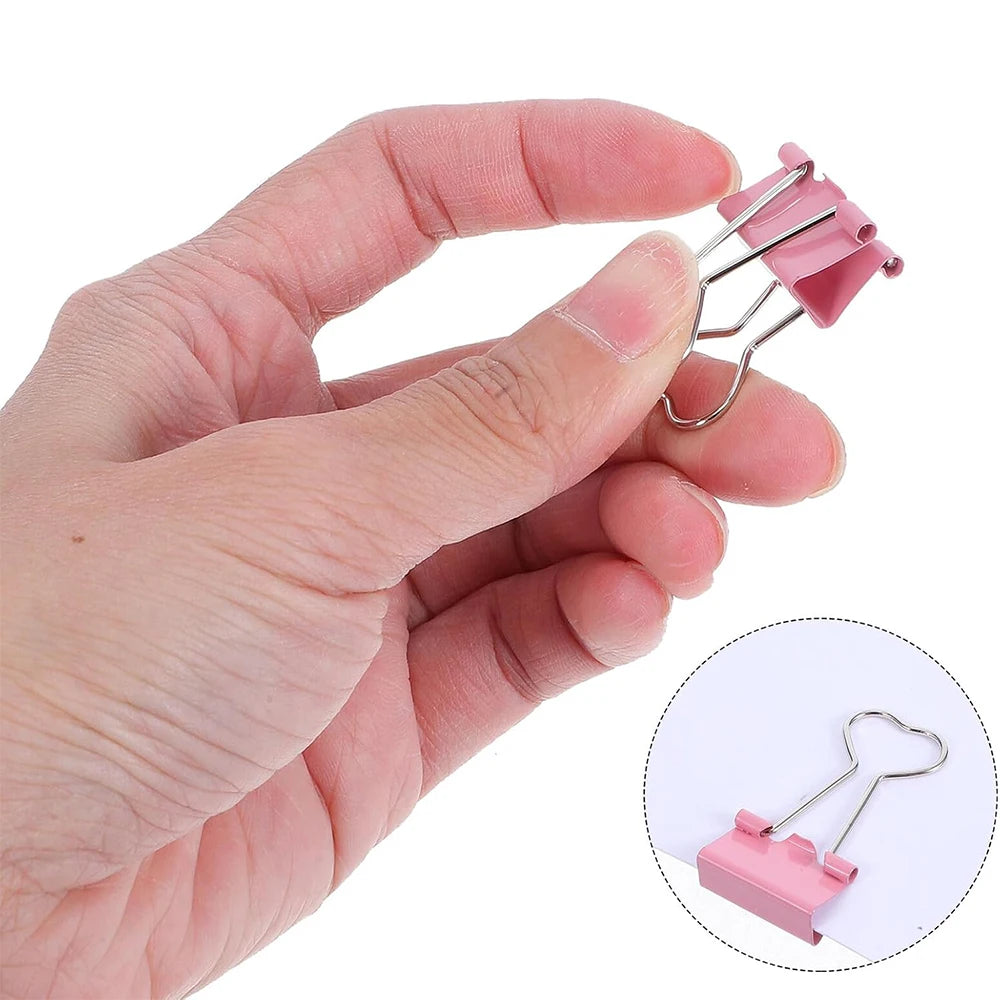 3Pcs Heart Pink Binder Clip Heart Shape Handle Metal Paper Clips for Office School Home Supplies Zpaxo