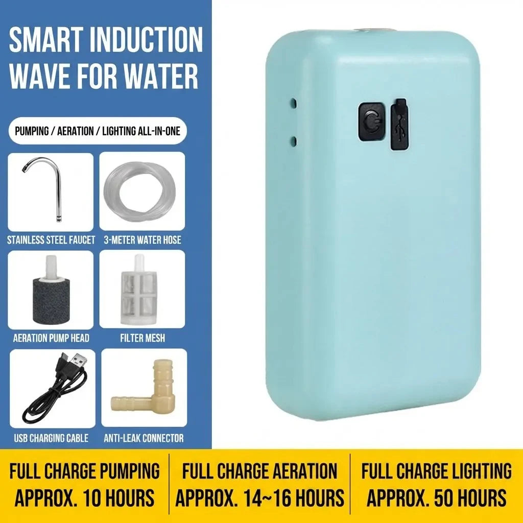 USB Rechargeable Portable Fishing Aerator Pump with LED Light