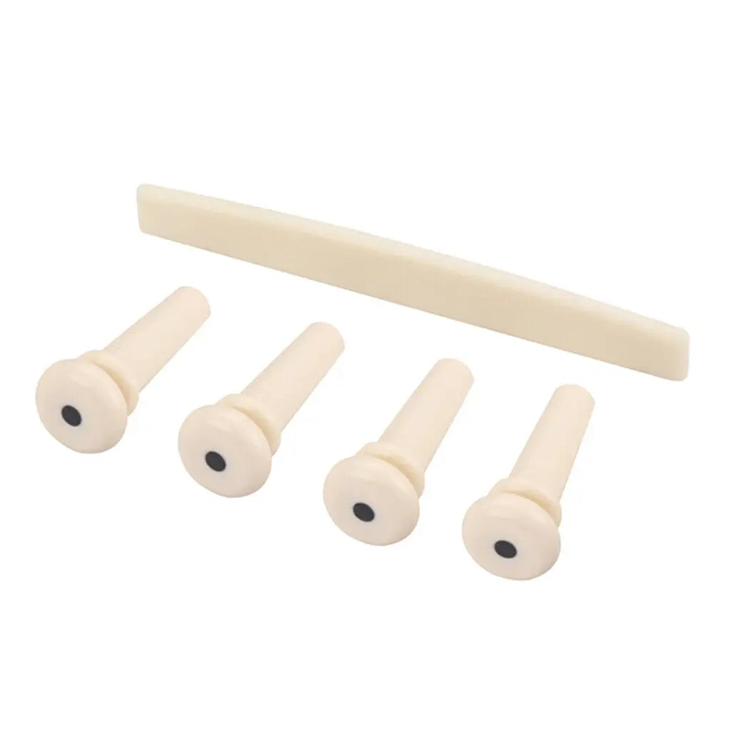 Acoustic Bass Guitar Cream Bridge Pins+ Saddle Instrument Replacement