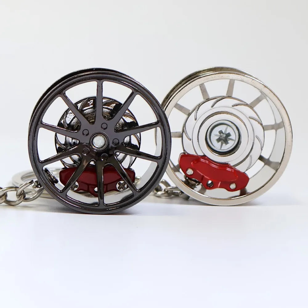 3D Wheel Hub Car Key Chain Fidget Alloy Model Car Tire Brake Disc Keychain Keys Holder Bags Pendant Fingertip Gadget Keyring Zpaxo