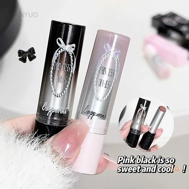 Pink Crystal Mirror Glass Solid Lip Gloss Round Tube Water Light