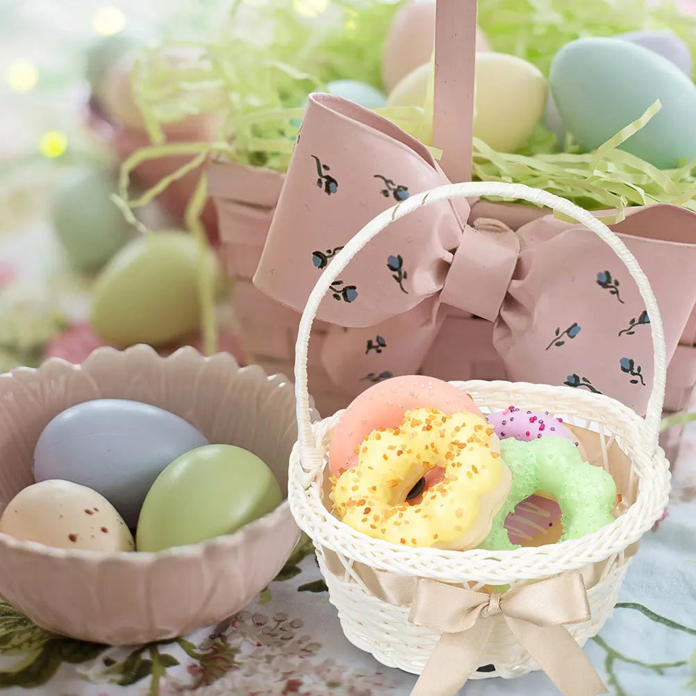 Easter Rattan Storage Basket Woven Flower Girl Hand Handmade Home