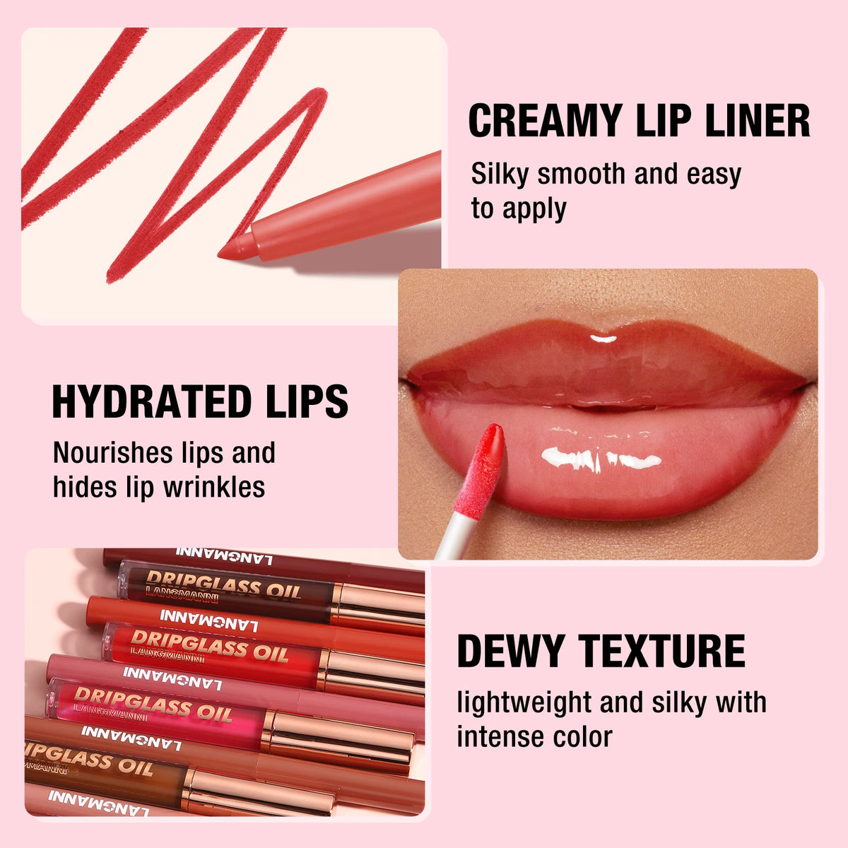 2-in-1 Lip Gloss Lipliner Durable Waterproof Non Staining Fading Zpaxo