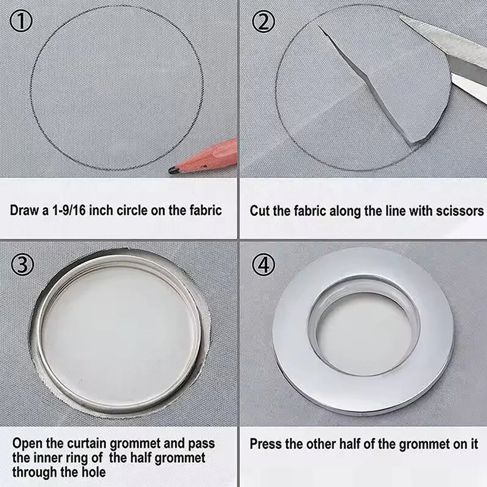 7Pcs Curtain Grommets Curtain Ring Plastic Ring Matte Silver for Window Shower Drapery Living Room Zpaxo