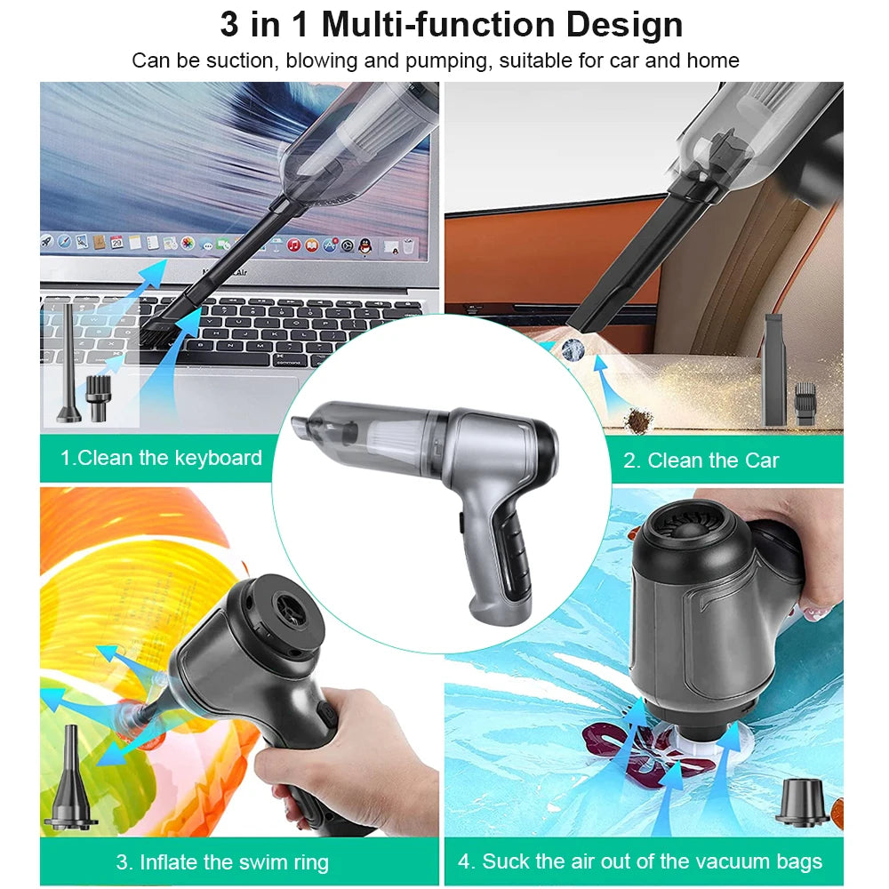 Car Vacuum Cleaner Wireless Portable 95000PA Strong Suction Handheld