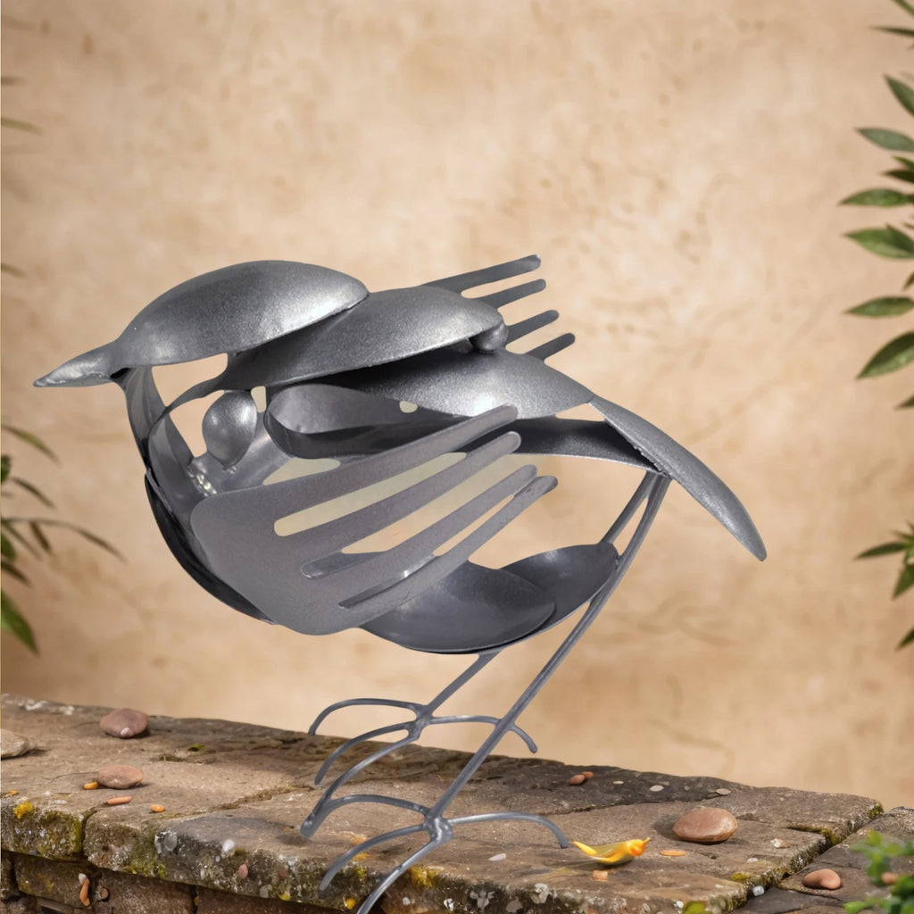 Miniature Scrap Metal Art Sculpture Robin Bird Figurine Small Desktop