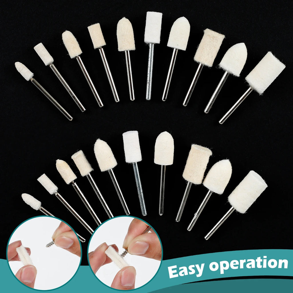 100/120/145PCS Wool Felt Grinding Sanding Head Polishing Wheel Tool Combination Set About 3mm Shank Dremel Dril for Jewelry/Gold Zpaxo