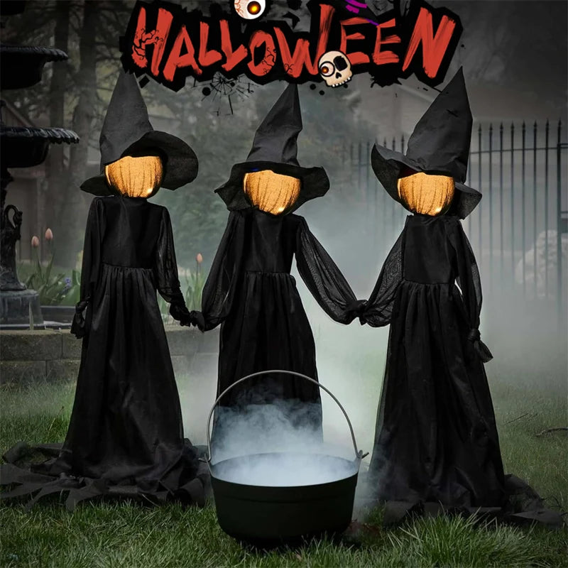 2025 Halloween Scary Witch Decor Motion Activated Sound Light Up