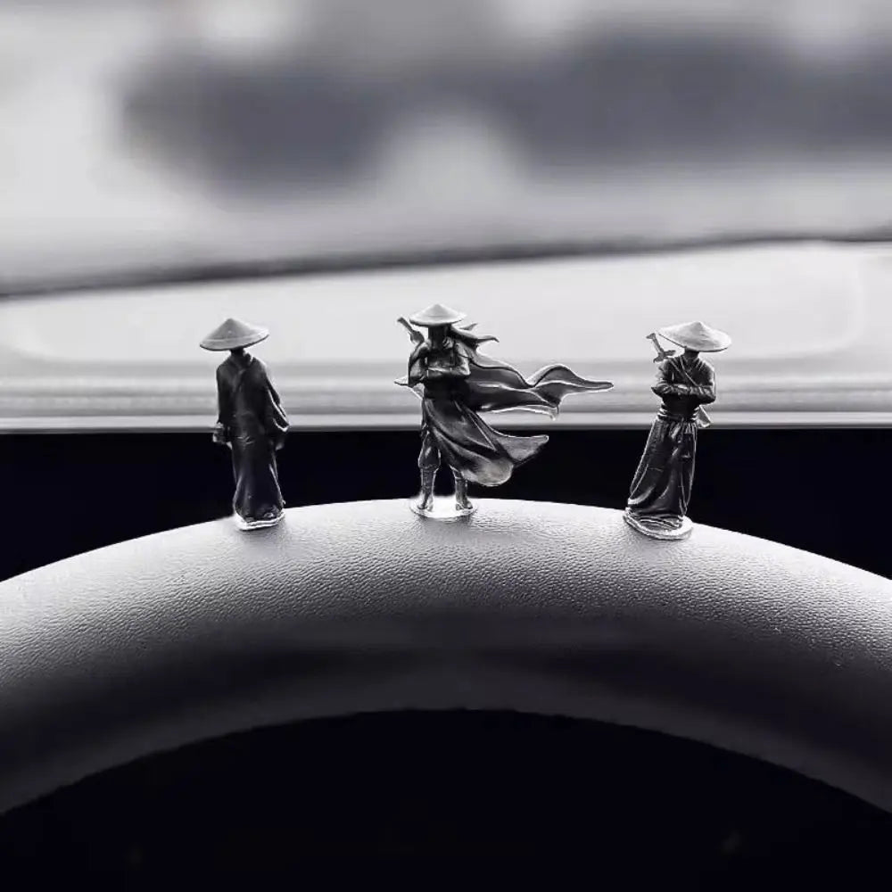6Pcs/set Creative Mini Chinese Swordsman Figure Exquisite Ancient Car Statue Ornament Cartoon Swordsman Miniatures Office Zpaxo