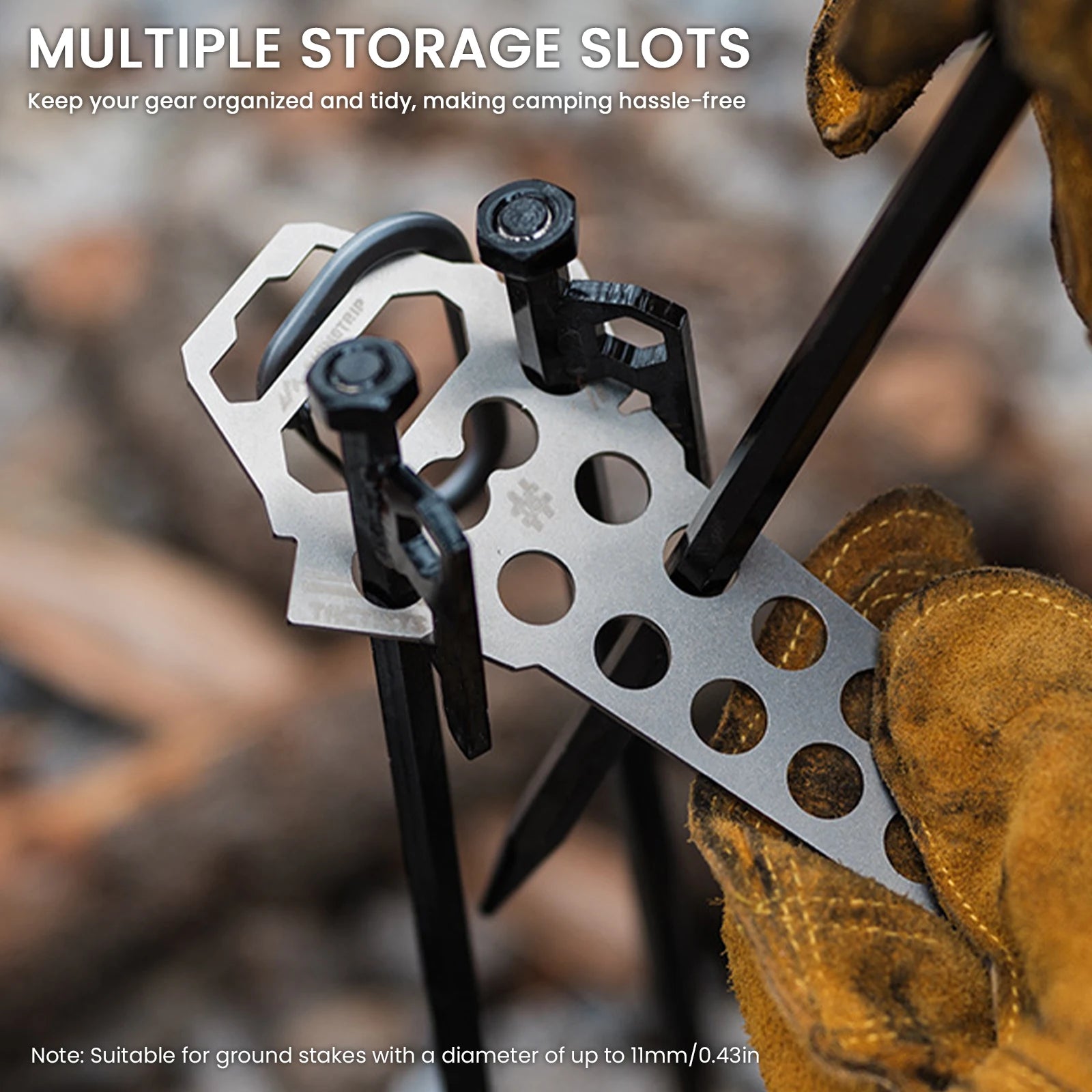Camping Tent Pegs Organizer Keychain Buckle Storage Holder Outdoor
