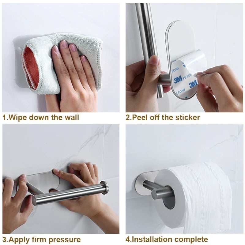 Stainless Steel Paper Towel Holder Hanging Roll Rack Toilet Plastic