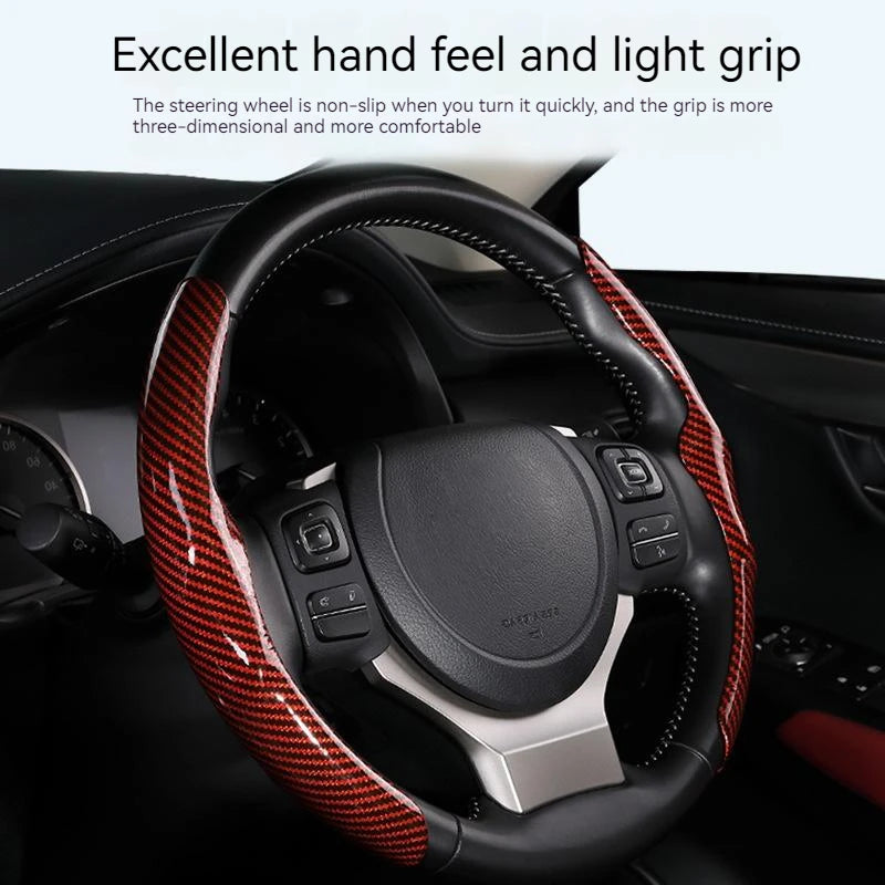 36cm Carbon Fiber Steering Wheel Cover – Non-Slip Sports Type D
