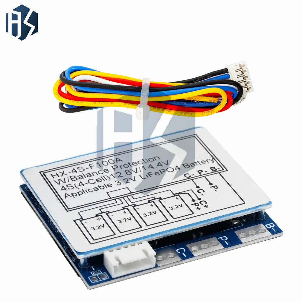 4S LiFePO4 BMS Protection Board 12.8V/14.4V Split Charge Discharge Terminal Built-in Active Cell Balancing Equalizer Zpaxo