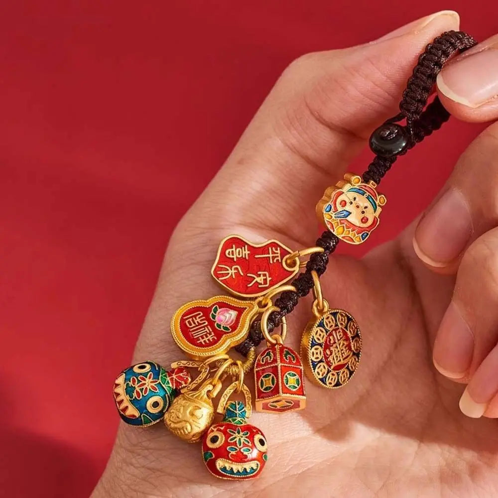 Small Pendant Car Keys Charms Car Key Charms Hand-woven Plutus Lucky Keychain Short Lanyard Chinese Style Key Chain Strap Men Zpaxo