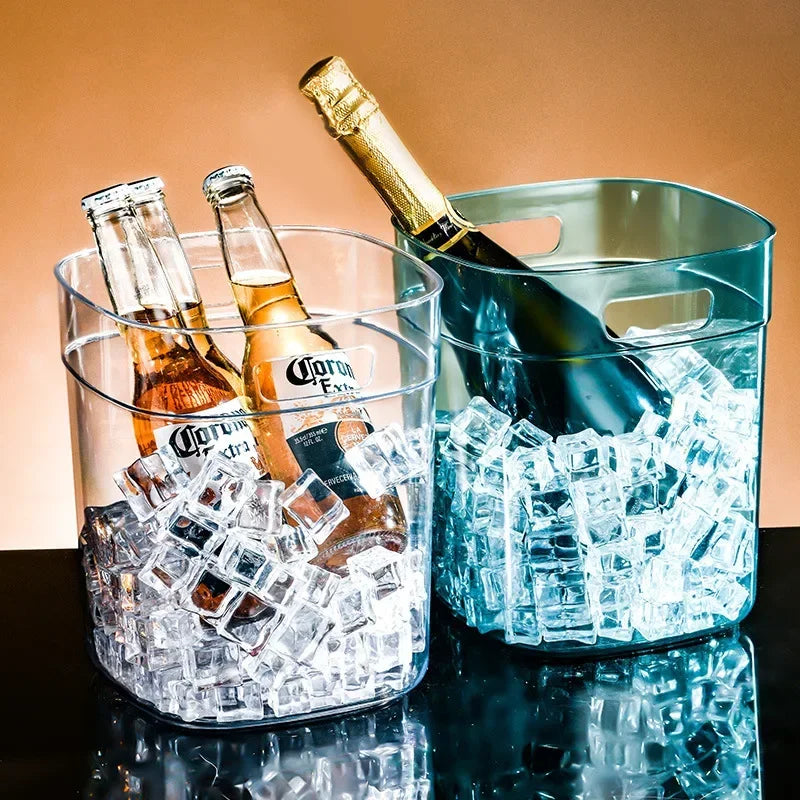 Transparent Plastic Ice Bucket – Portable Champagne Bar Bucket Ice Bucket Zpaxo