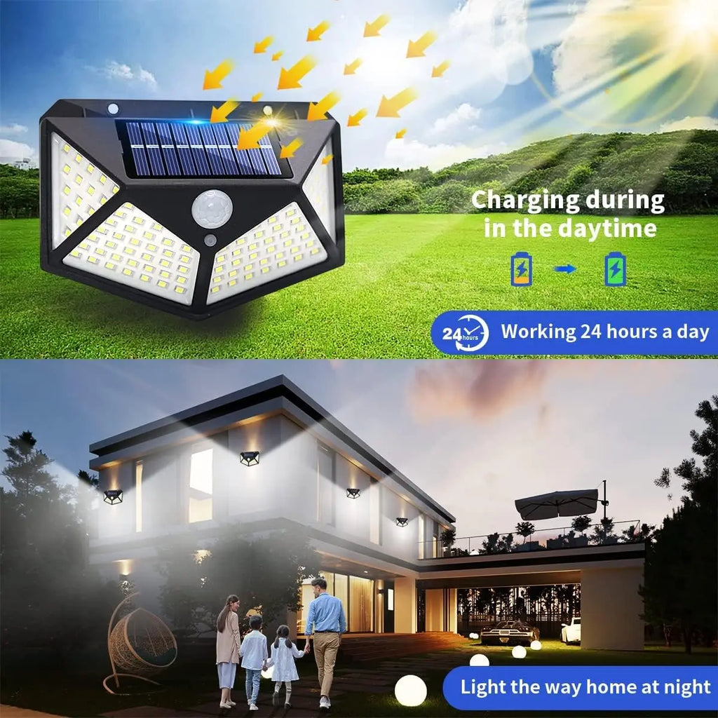 100 LED Solar Motion Sensor Security Light Outdoor Waterproof PIR Spotlight for Yard Garden Path Fence Decoration Zpaxo
