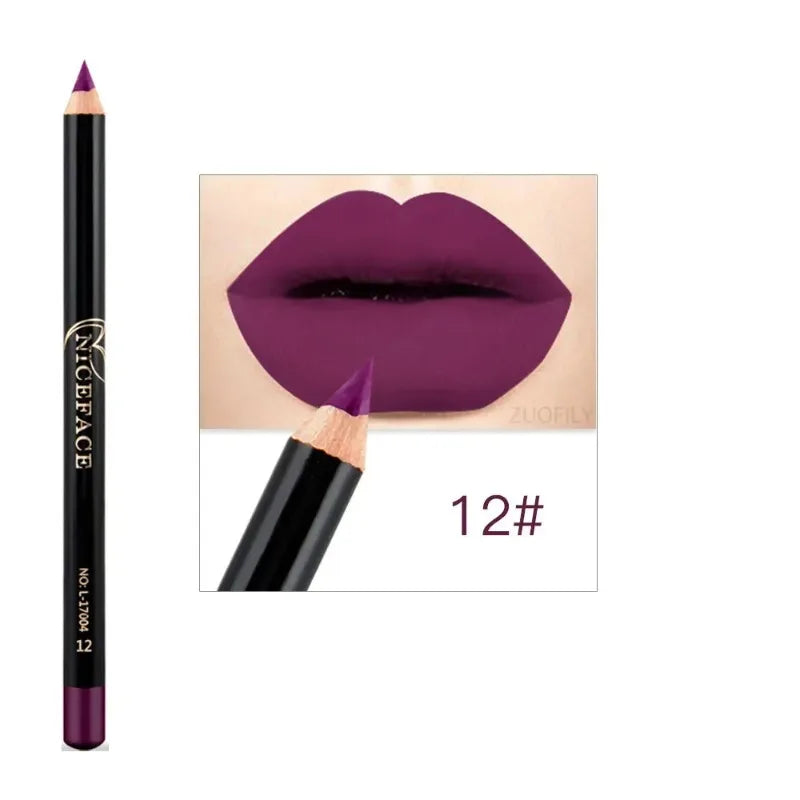12 Colors Waterproof Lip Liner Nude Matte Brown Lipstick Pencil