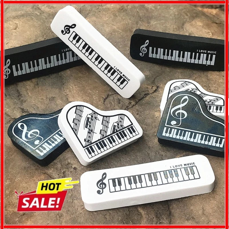Piano Note Shape Erasers 3-Pack | Treble Clef Music Gift Novelty Eraser Set Zpaxo