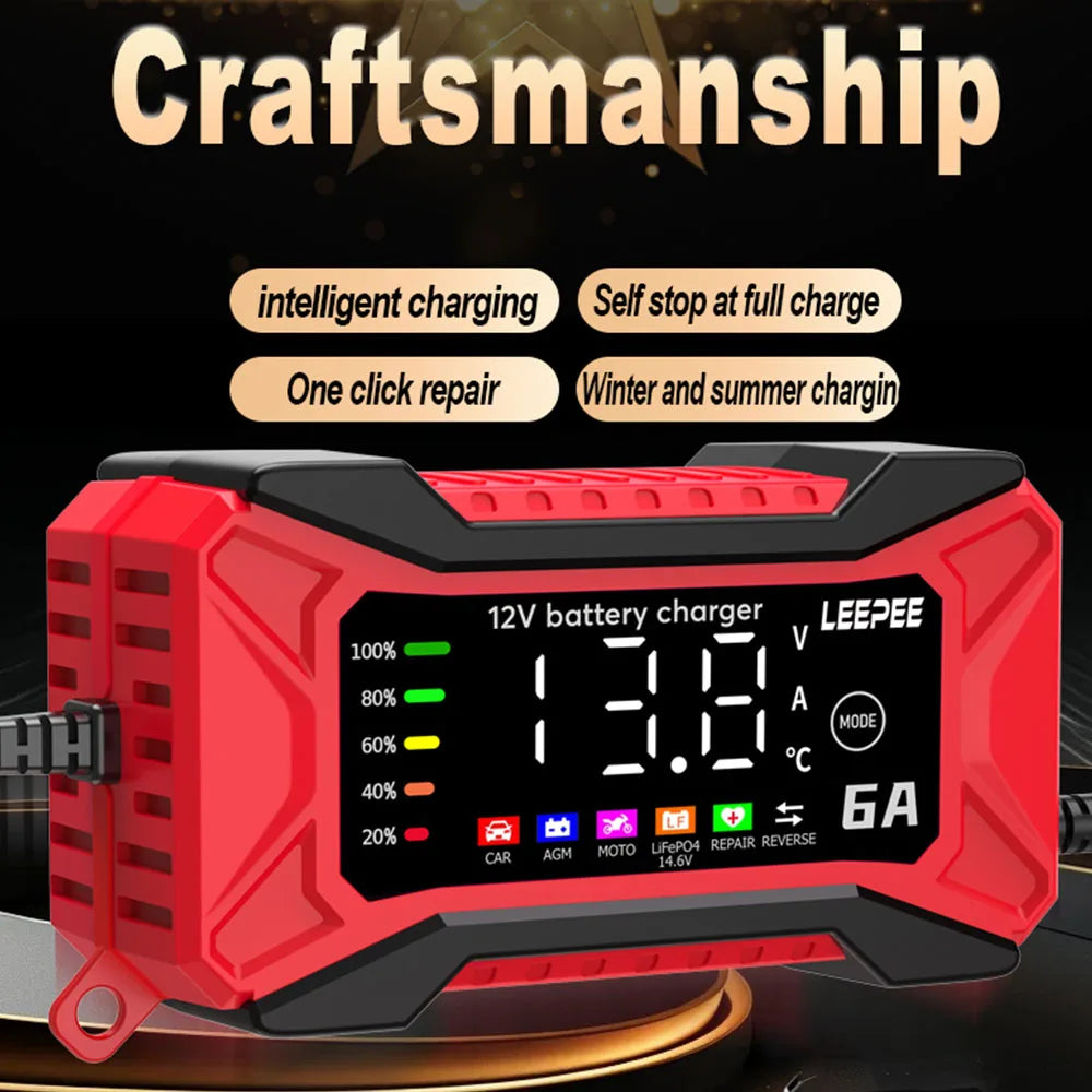 14 6V 10A Iron Lithium Charger Digital LCD Display Smart Battery