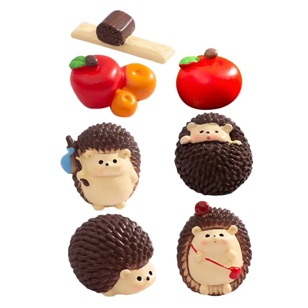 Resin Mini Hedgehog Decor Small Animal Ornament Indoor Outdoor Micro