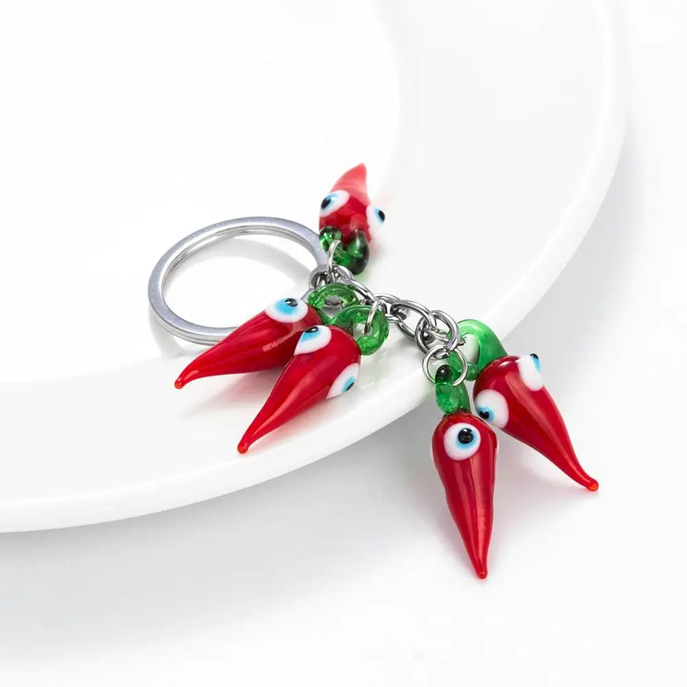 Lucky Eye Red Chilli keychain Exquisitely Crafted Evil Eye keychain Fashion Cartoon School Bag Decor Zpaxo
