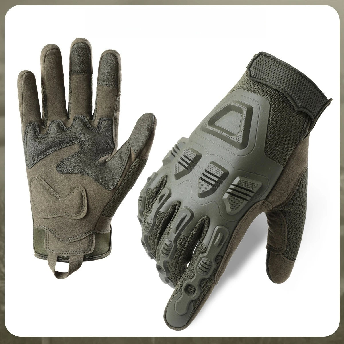 Full finger tactical gloves for mens touch screen protection anti slip and wear-resistant outdoor cycling sports tactical gloves Zpaxo olive green2 XL