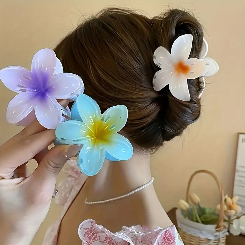 6pcs B Hair Claws - 6pcs Set, Large Mixed Color Flower Hair Clips, Plastic Shark Clips for Updos, Hair Accessories for Women Zpaxo