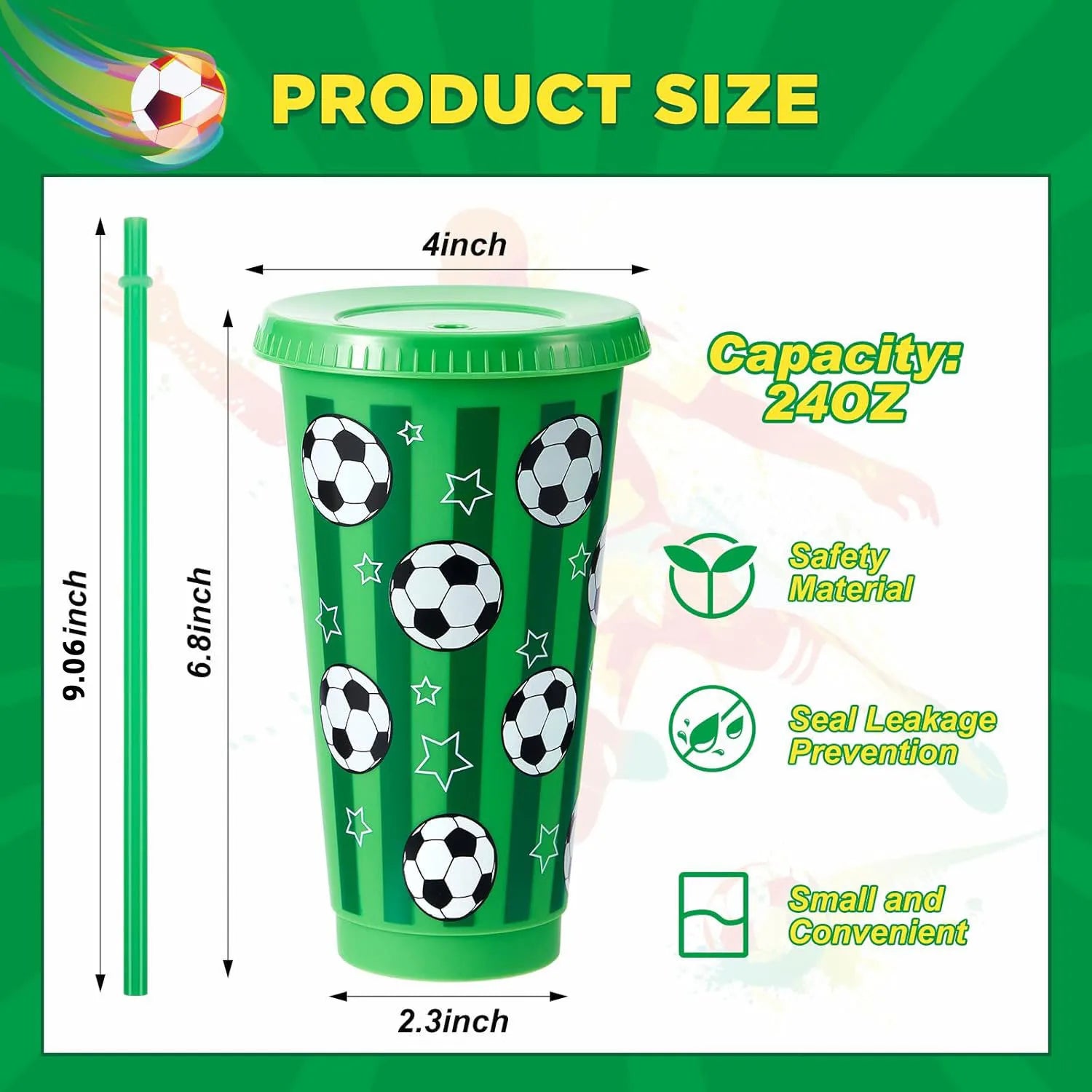 24oz Football-Shaped Reusable Tumbler Cups – 6 or 12 Pack