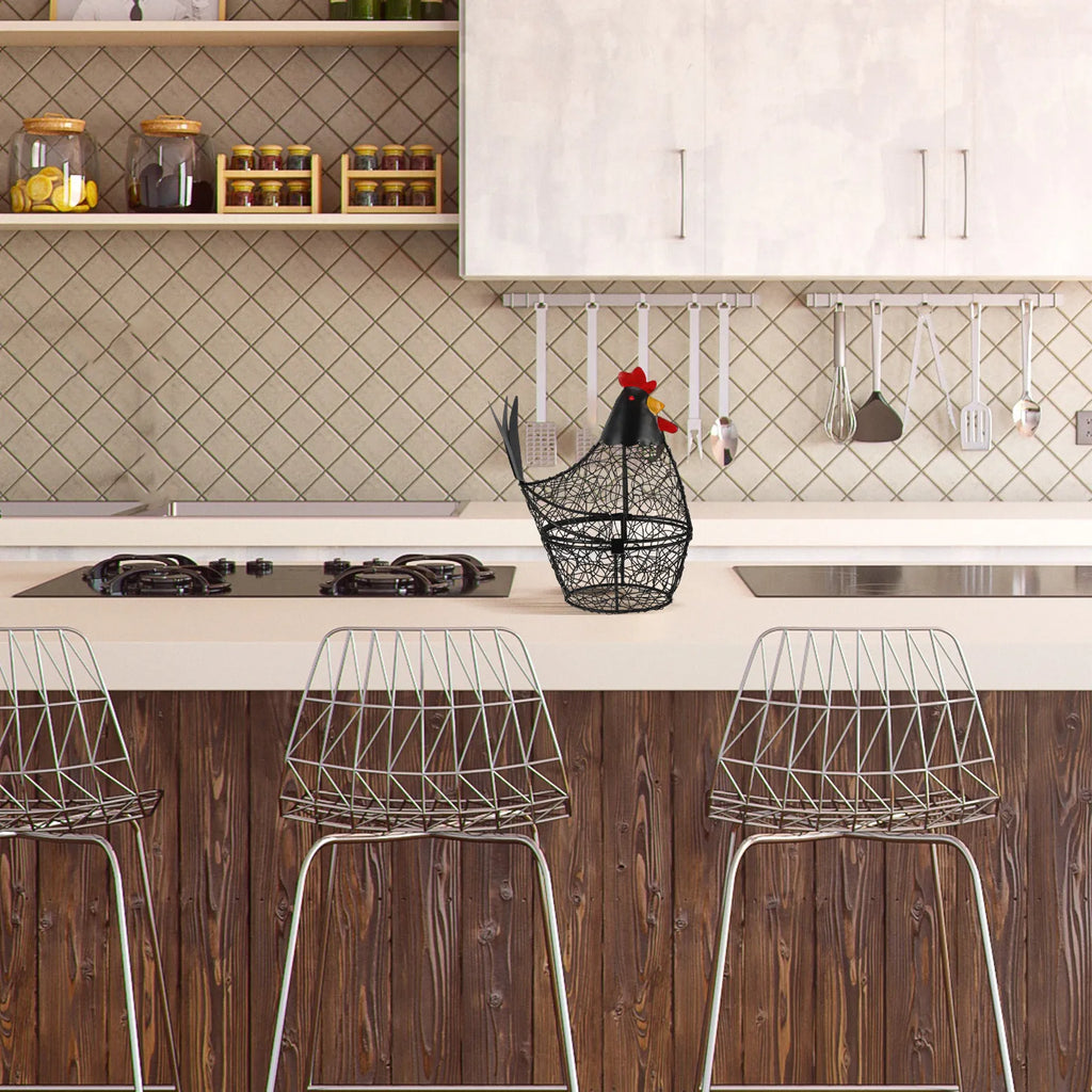 Creative Hen Shape Egg Storage Basket Decorative Metal Wire Kitchen