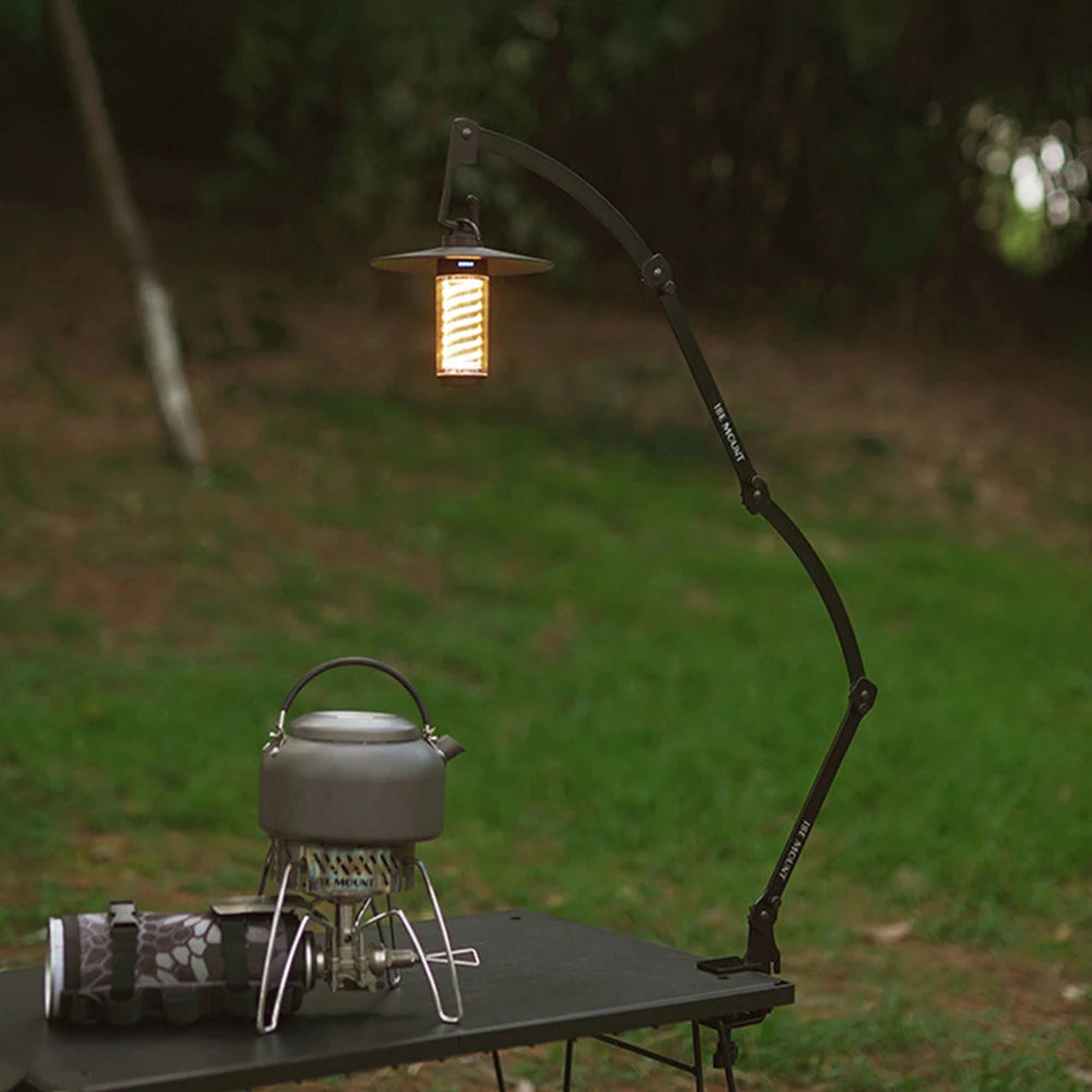 Folding Lamp Stand Collapsible Iron Lantern Pole Picnic Hiking