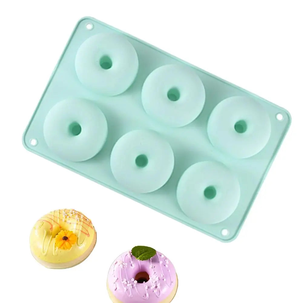 6-Cavity Silicone Donut Mold – Non-Stick Baking Mold Silicone Baking Mold Zpaxo Green