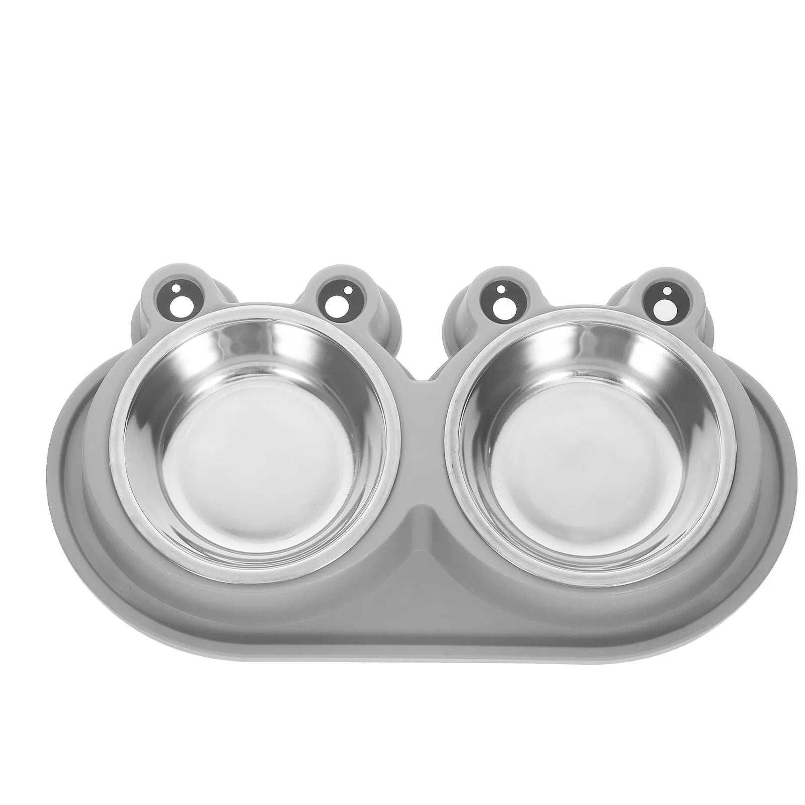 Double Pet Feeder Bowl Cats Dogs Moat Design Non-slip Base Stainless