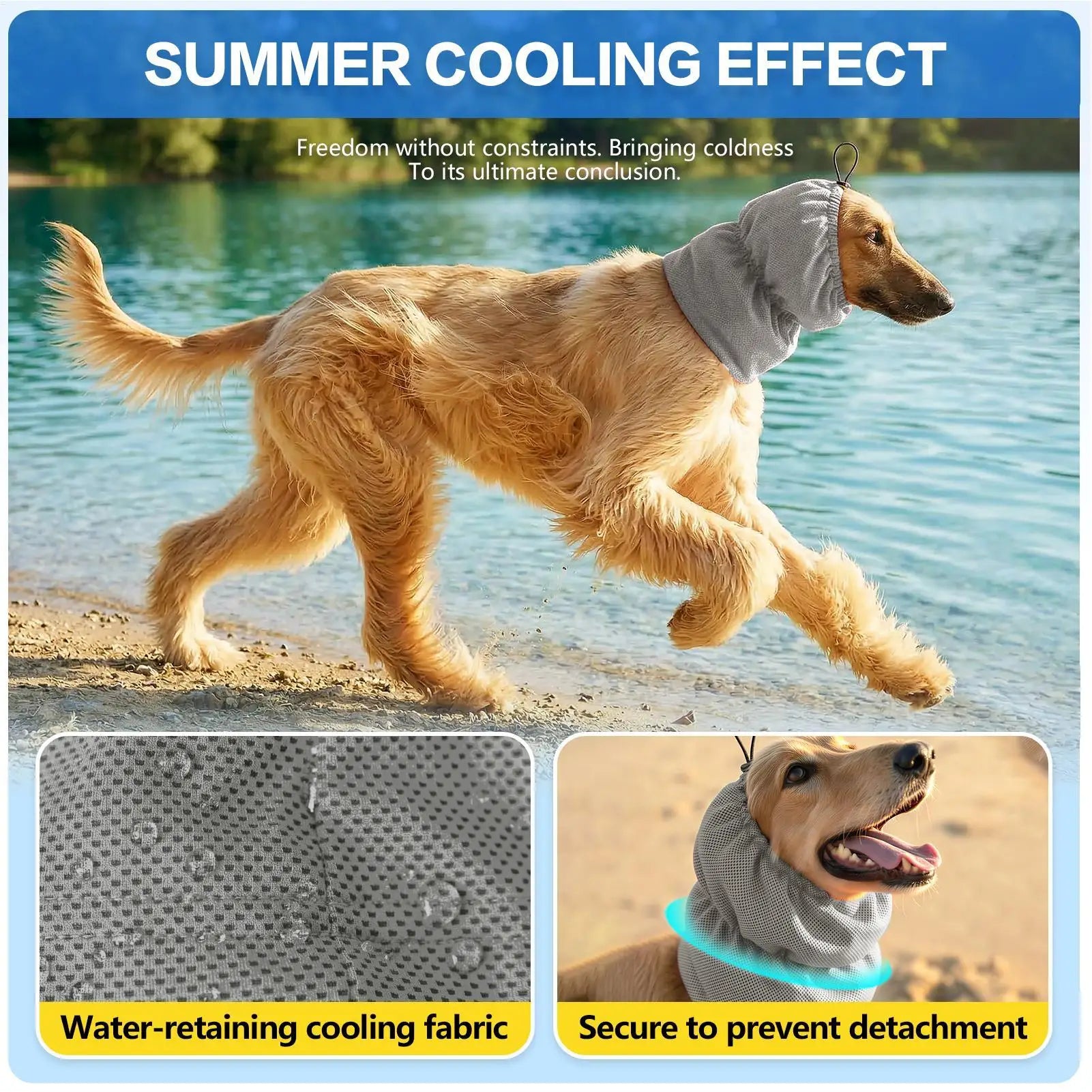 Dog Cooling Headband Adjustable Soothing Snood Long Lasting Chilly