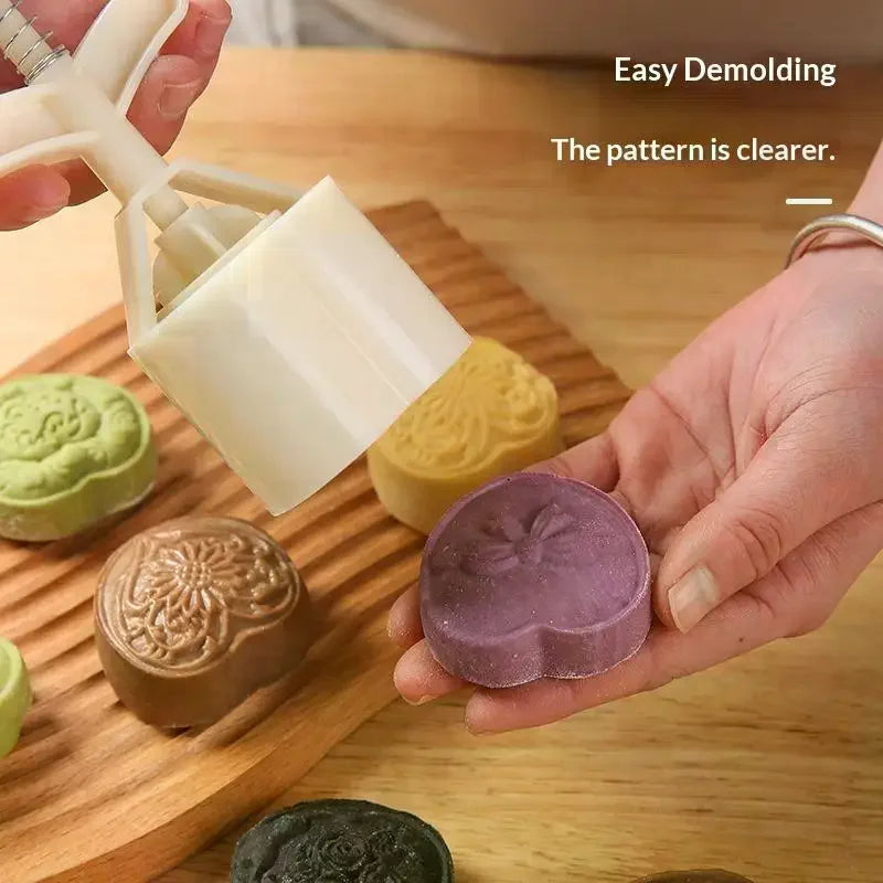 DIY Baking Mold 1Set Valentine's Day Cookie Stamp Flower Mooncake Mold Spring Pastry Cake Decorating Tool Hand Pressure Home Zpaxo