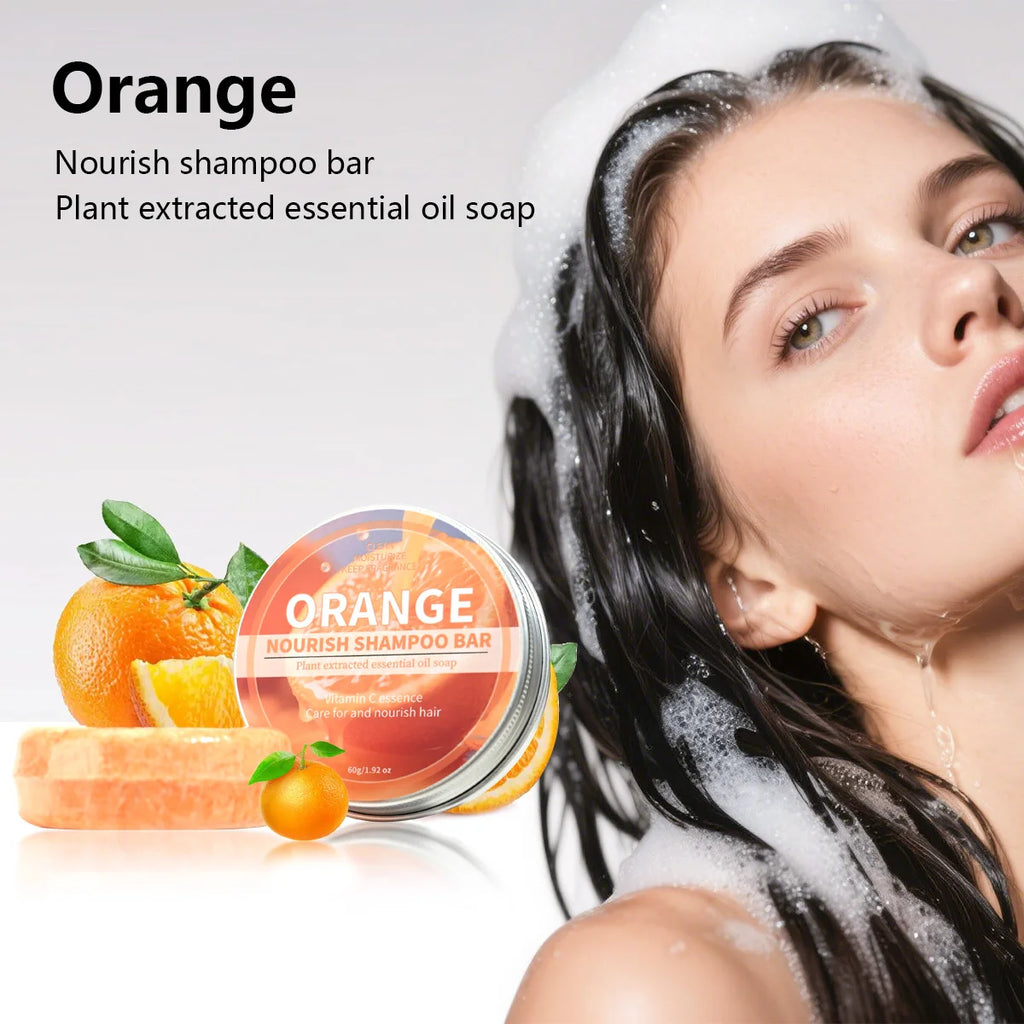 Sweet Orange Essential Oil Plant Shampoo Bar, Deep Cleaning Shampoo Soap, Handmade Soap, Fluffy Shampoo and Hair Care Soap Zpaxo orange 60g