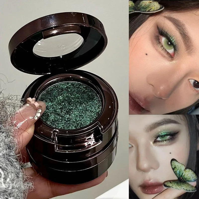 Metallic Glitter Eyeshadow Cream Chameleon Butterfly Green Shimmer
