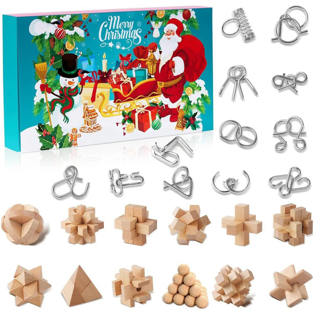 Metal Puzzle Christmas Advent Calendar Gifts Box Ruban Lock Xmas
