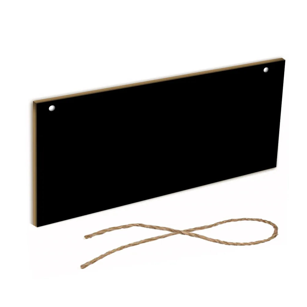 Wooden Hanging Plaque Jute Rope Blackboard Surface Home Decor Wall
